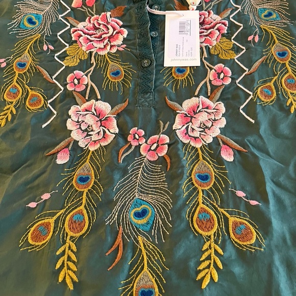 STUNNING ** LIKE NEW Johnny Was Silk Quito Victorian Prairie Blouse Long Sleeve - Picture 4 of 8
